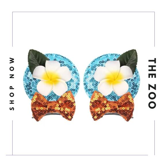 Moana Mouse Ear Hair Scrunchie and Clips - Picture 3 of 3